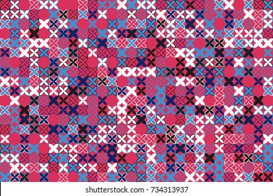 Geometric abstract seamless pattern of colored shapes