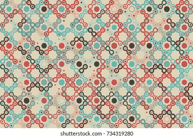 Geometric abstract seamless pattern of colored shapes