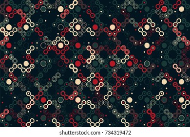 Geometric abstract seamless pattern of colored shapes