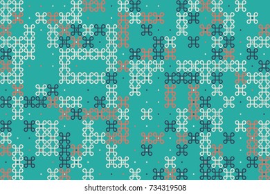 Geometric abstract seamless pattern of colored shapes