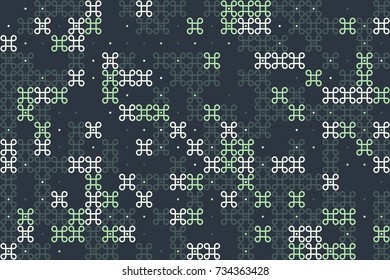 Geometric abstract seamless pattern of colored shapes