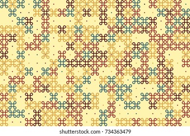 Geometric abstract seamless pattern of colored shapes