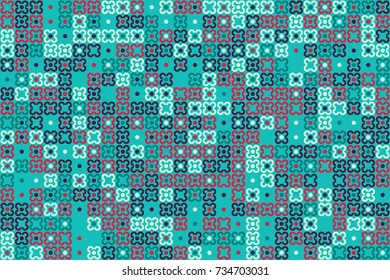 Geometric abstract seamless pattern of colored shapes