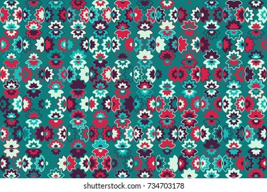 Geometric abstract seamless pattern of colored shapes