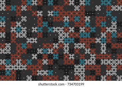 Geometric abstract seamless pattern of colored shapes