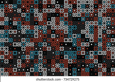Geometric abstract seamless pattern of colored shapes