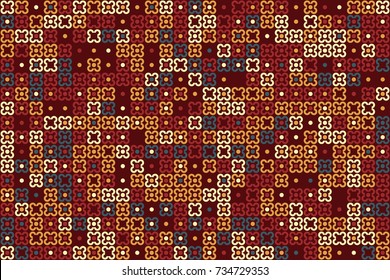 Geometric abstract seamless pattern of colored shapes