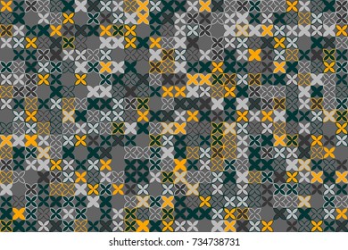 Geometric abstract seamless pattern of colored shapes