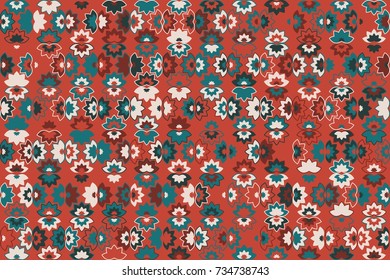 Geometric abstract seamless pattern of colored shapes