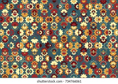Geometric abstract seamless pattern of colored shapes