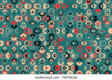 Geometric abstract seamless pattern of colored shapes