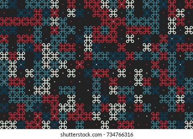 Geometric abstract seamless pattern of colored shapes
