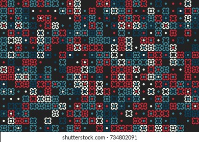 Geometric abstract seamless pattern of colored shapes
