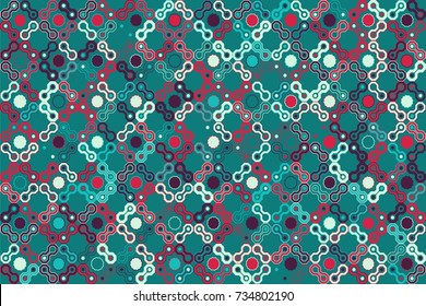 Geometric abstract seamless pattern of colored shapes