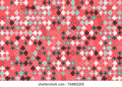 Geometric abstract seamless pattern of colored shapes
