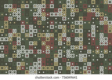 Geometric abstract seamless pattern of colored shapes