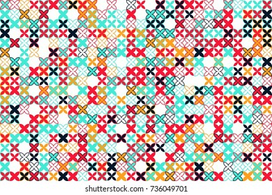 Geometric abstract seamless pattern of colored shapes