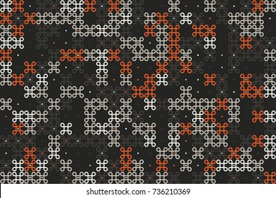 Geometric abstract seamless pattern of colored shapes