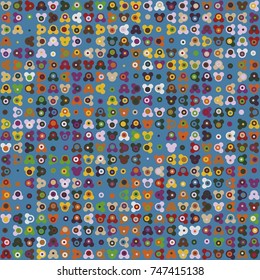 Geometric abstract seamless pattern of colored shapes