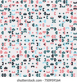 Geometric abstract seamless pattern of colored shapes