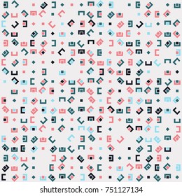 Geometric abstract seamless pattern of colored shapes