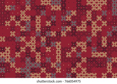 Geometric abstract seamless pattern of colored shapes