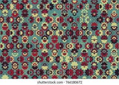 Geometric abstract seamless pattern of colored shapes