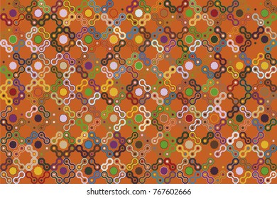 Geometric abstract seamless pattern of colored shapes