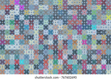 Geometric abstract seamless pattern of colored shapes