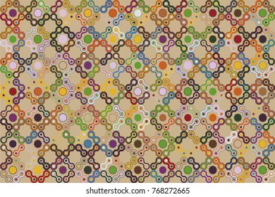 Geometric abstract seamless pattern of colored shapes