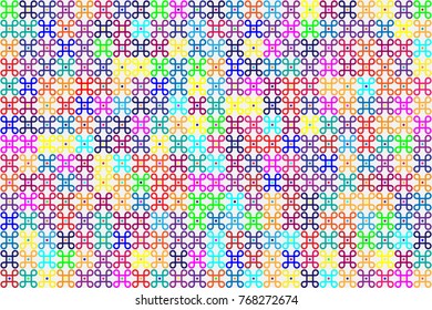 Geometric abstract seamless pattern of colored shapes