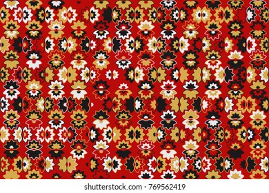 Geometric abstract seamless pattern of colored shapes