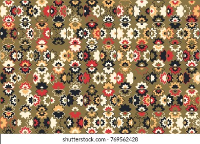 Geometric abstract seamless pattern of colored shapes