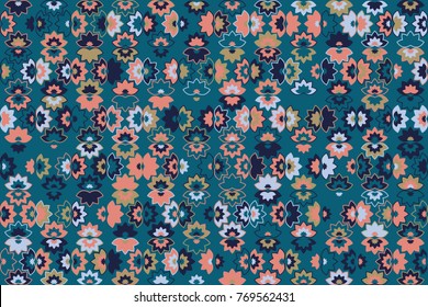 Geometric abstract seamless pattern of colored shapes