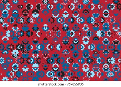 Geometric abstract seamless pattern of colored shapes
