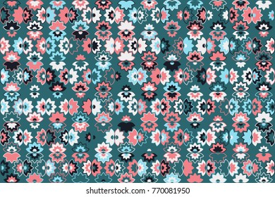 Geometric abstract seamless pattern of colored shapes