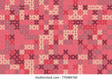 Geometric abstract seamless pattern of colored shapes