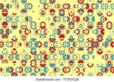 Geometric abstract seamless pattern of colored shapes