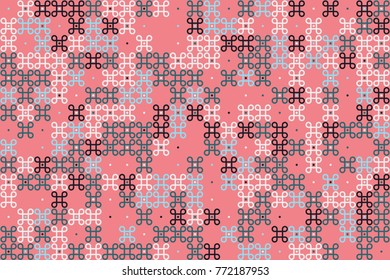 Geometric abstract seamless pattern of colored shapes