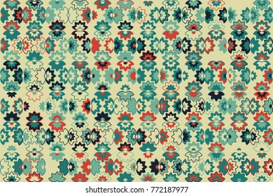 Geometric abstract seamless pattern of colored shapes