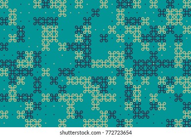Geometric abstract seamless pattern of colored shapes
