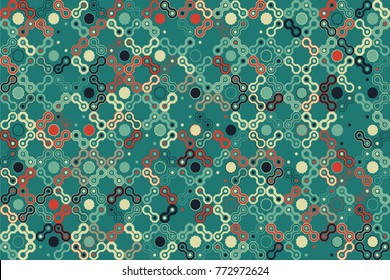 Geometric abstract seamless pattern of colored shapes