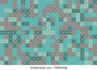 Geometric abstract seamless pattern of colored shapes