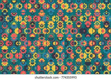 Geometric abstract seamless pattern of colored shapes