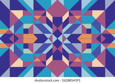 Geometric abstract seamless pattern of colorful triangles and squares
