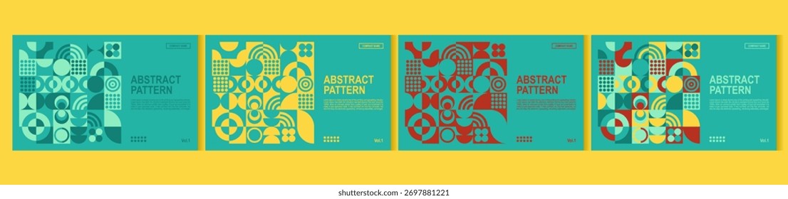 Padrão contínuo abstrato geométrico com formas, linhas e texturas coloridas. Perfeito para papel de embrulho, têxtil, papel de parede e design de fundo. Elegante e elegante composição para uso criativo.