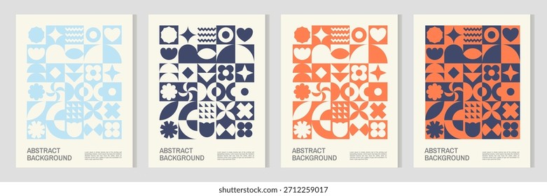 Geometric abstract seamless pattern with colorful shapes, lines, and textures. Perfect for wrapping paper, textile, wallpaper, and background design. Stylish and trendy composition for creative use.