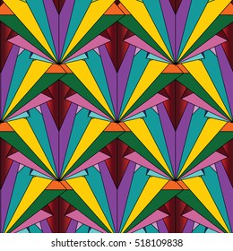 Geometric abstract seamless pattern. Colorful abstract tribal  background in aztec style.