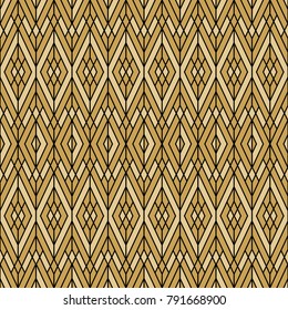 Geometric abstract seamless pattern with diamonds on a gold background. Modern style. Vector