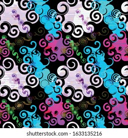 geometric abstract seamless pattern in ethnic style graffiti style in beautiful bright color for your design